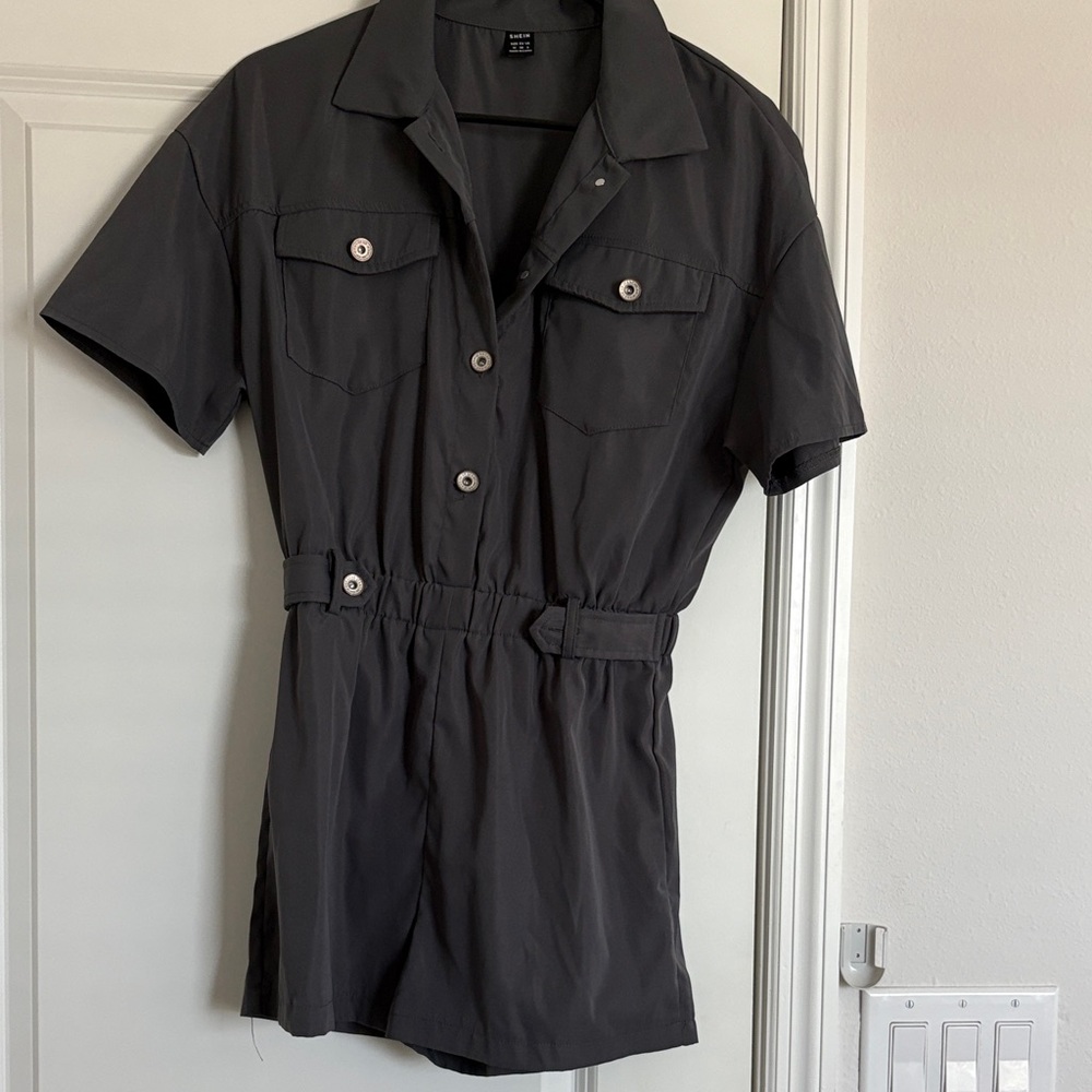 Black Button-Up Romper